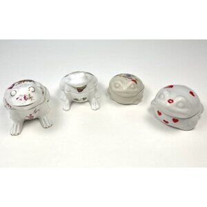 VTG Lot 4 Ceramic Lidded Frog Toad TRINKET BOXES Takahashi Hammersly 2.5"-4" EUC
